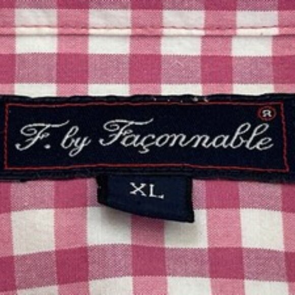 F. by Faconnable Pink Gingham Midi Shirt Dress Button Down Cotton Blend Size XL - Picture 3 of 12
